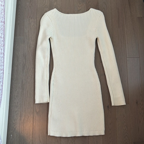 Cream Ribbed Sweater Dress - Picture 3 of 3
